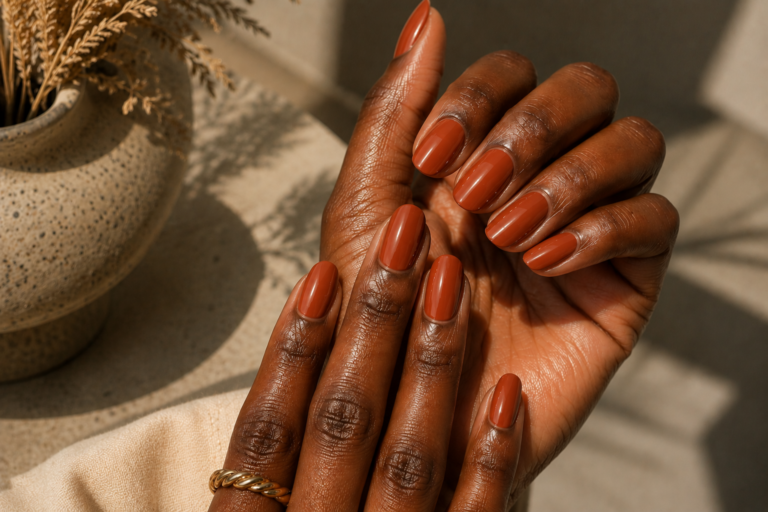 Terracotta nails for dark skin