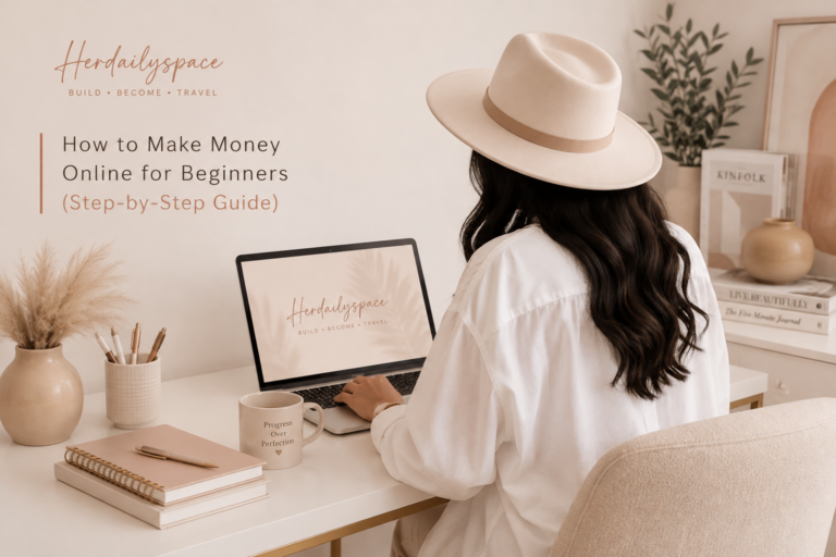 woman making money online