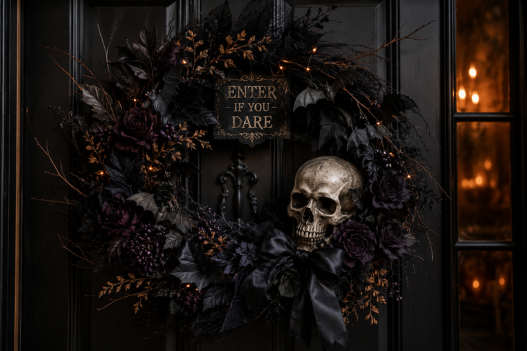 The wreath sets the tone for everything that follows because it is the first Halloween element anyone sees when they approach your home. Get this one right and the entire exterior looks considered rather than thrown together.